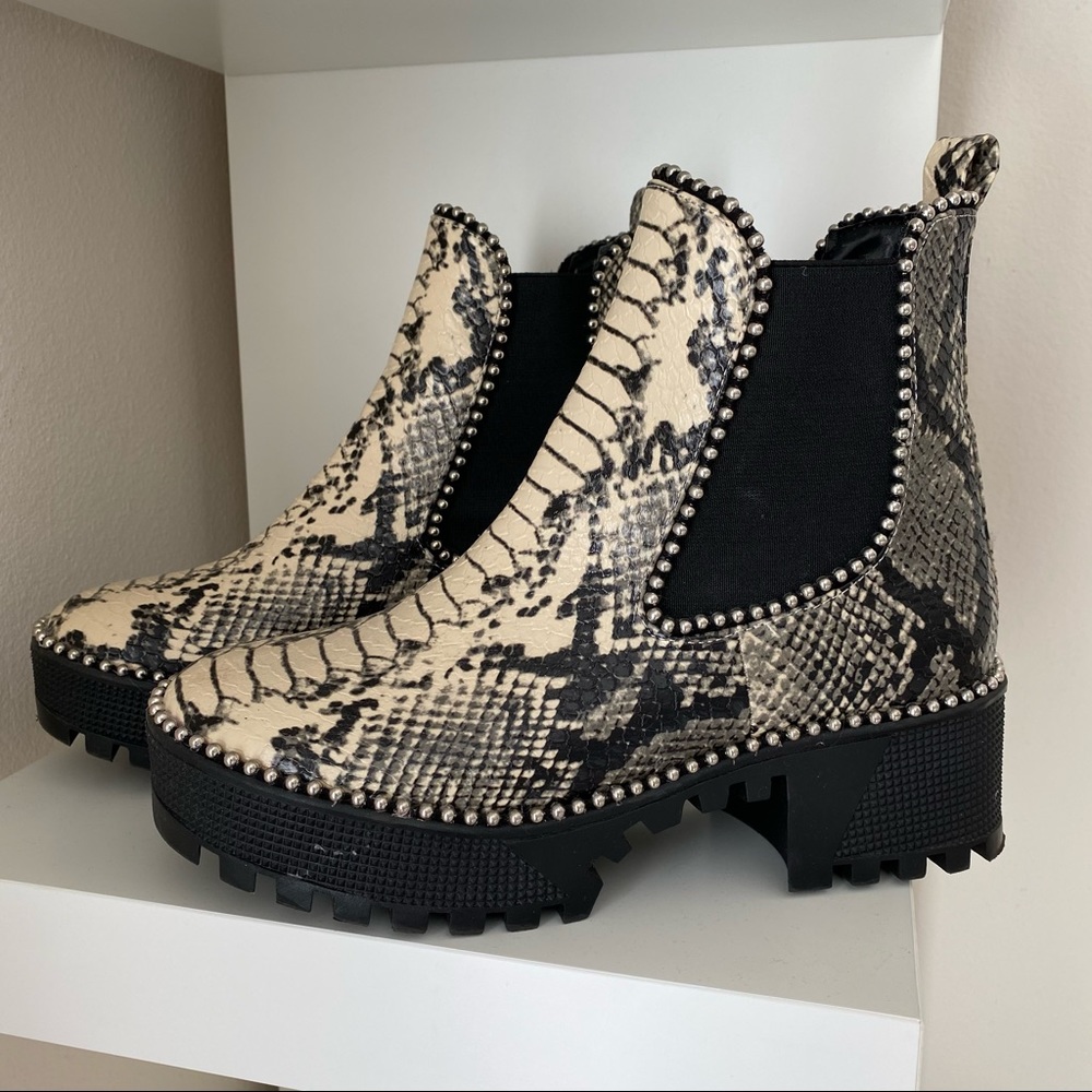 Platform snake skin boots